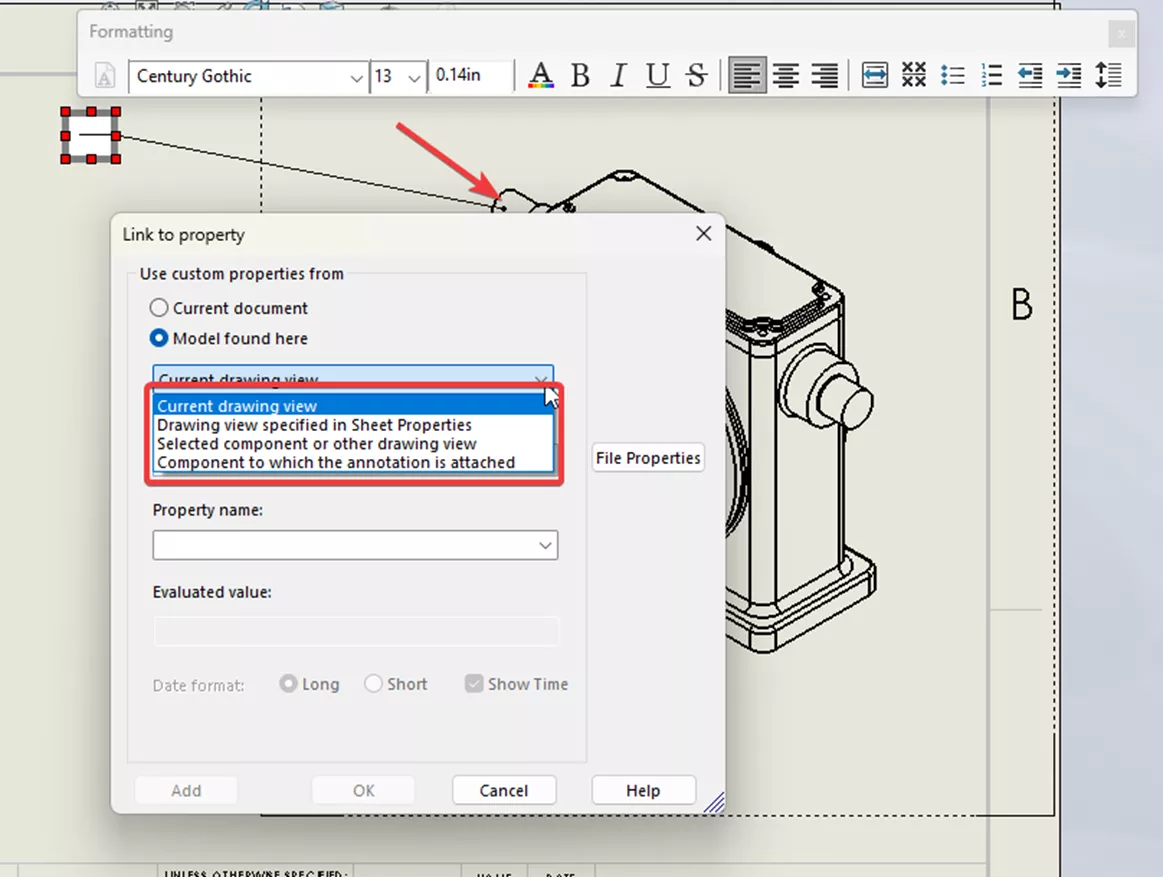 $PRP Linking Properties in SOLIDWORKS Drawings