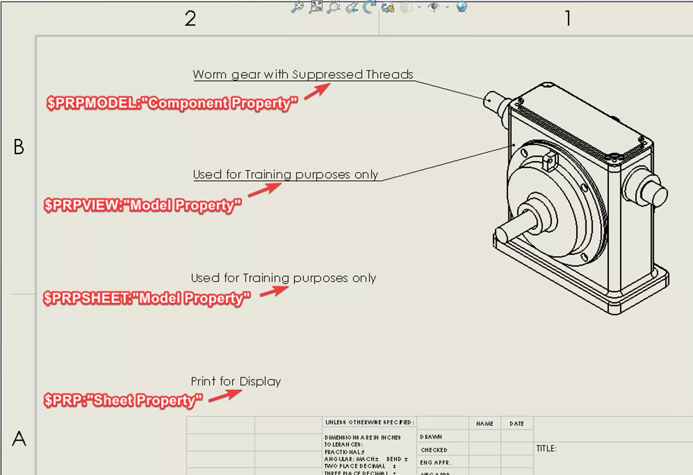 Types of $PRP Strings for SOLIDWORKS Drawings 