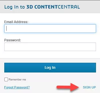 3D ContentCentral Log In Screen