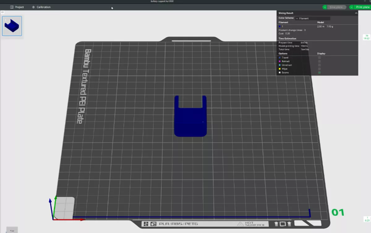 3D Printed 9-Volt Battery Holder in PLA Plastic