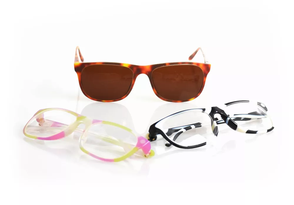 Full-color glasses frames by GoEngineer's 3D Printing Services.