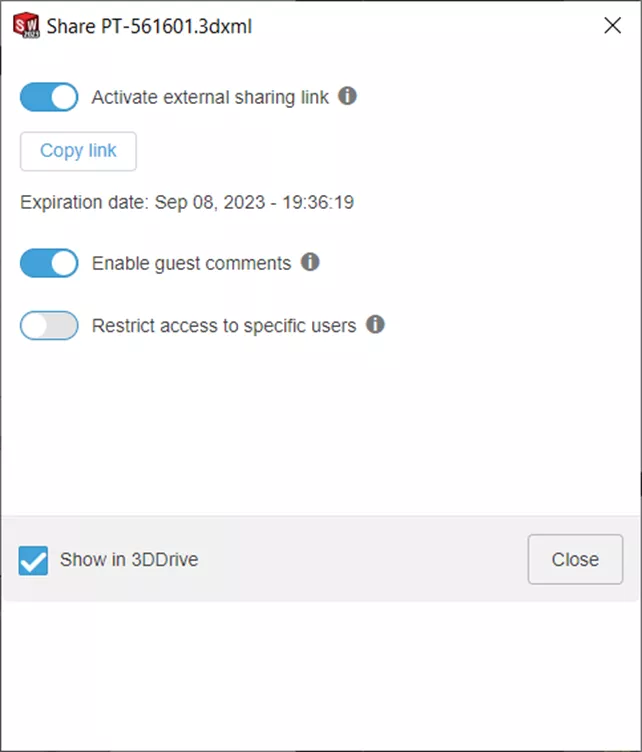 3DDrive External Sharing in 3DEXPERIENCE 