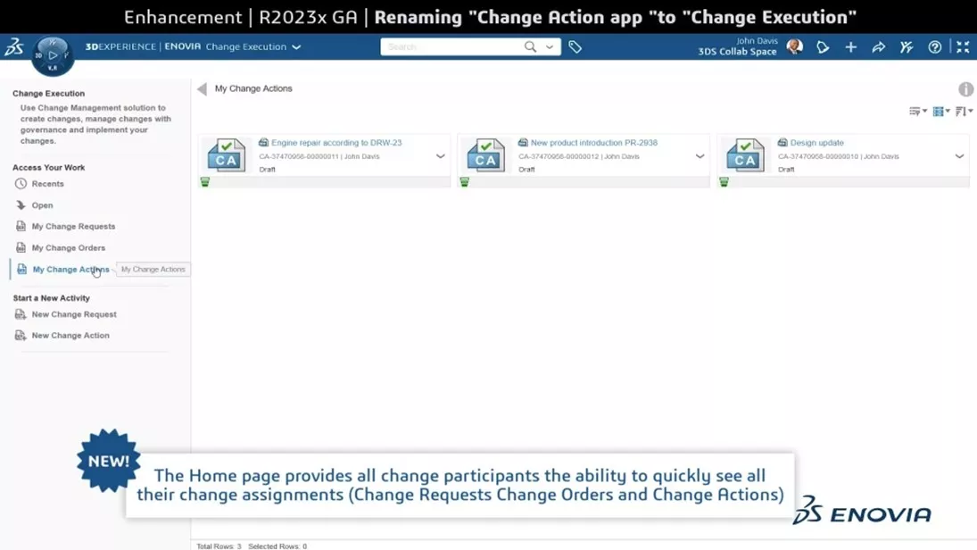 3DEXPERIENCE 2023x Data Management Change Action App Updates