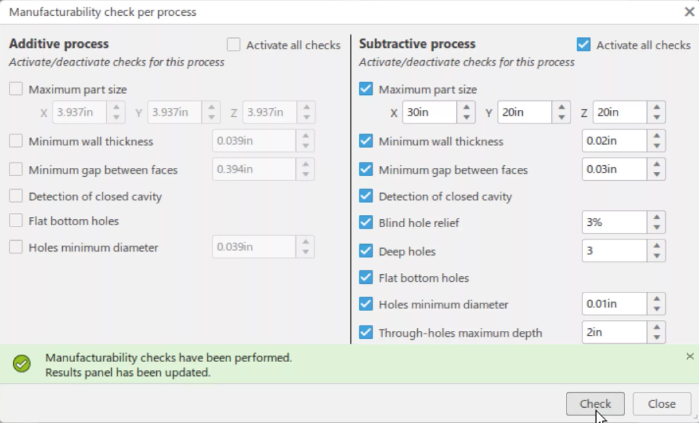 3DEXPERIENCE 2024 Smart Manufacturing Check Process for Additive and Subtractive Process