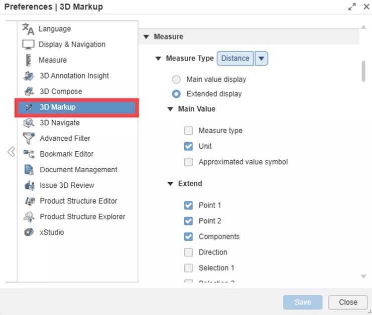 3DEXPERIENCE 3D Markup Preferences 