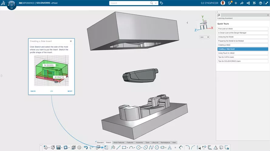 3DEXPERIENCE SOLIDWORKS xDesign - 3D Mold Creator