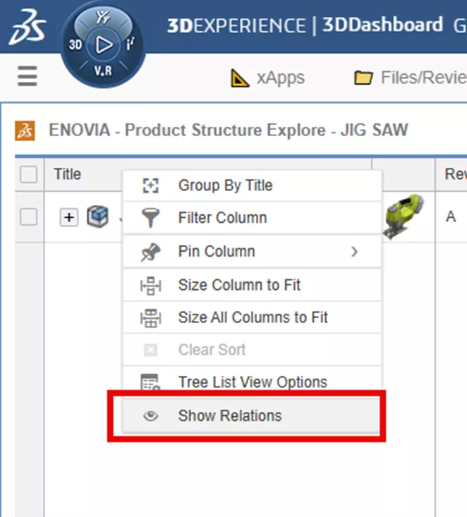 3DEXPERIENCE Show Relations 