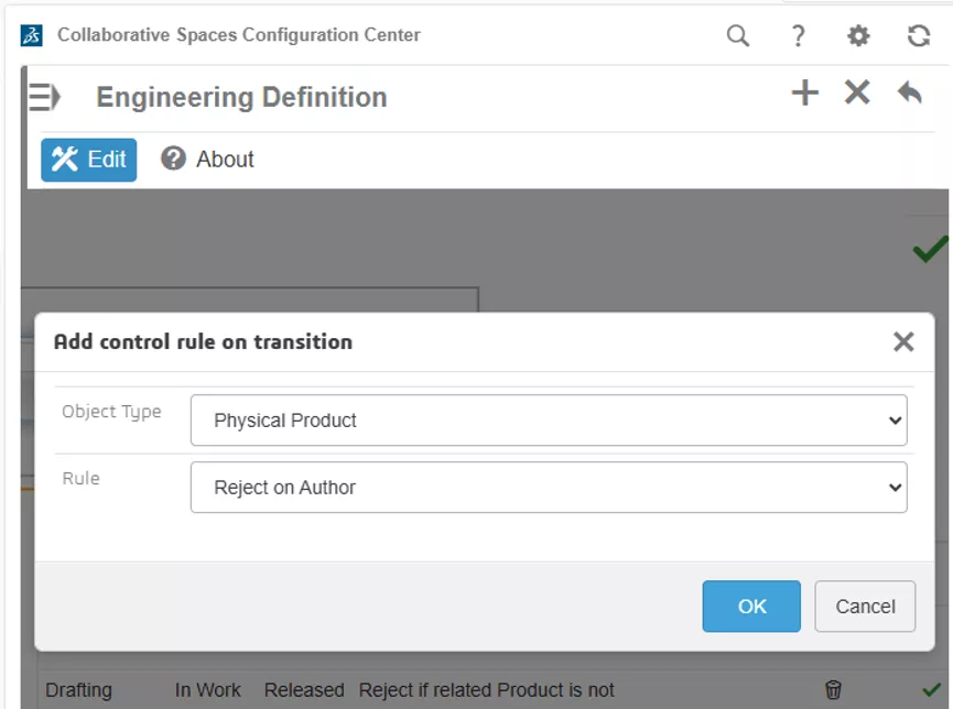Add Control Rule on Transition in 3DEXPERIENCE