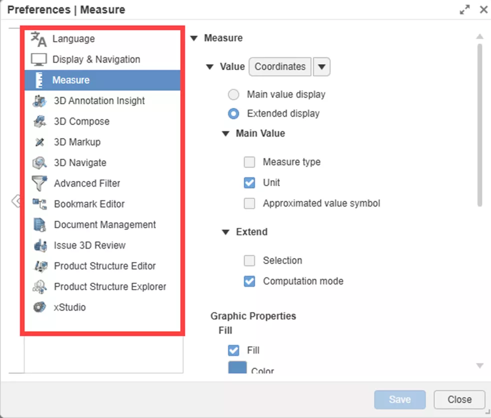 3DEXPERIENCE Apps and Widget Measure Preferences