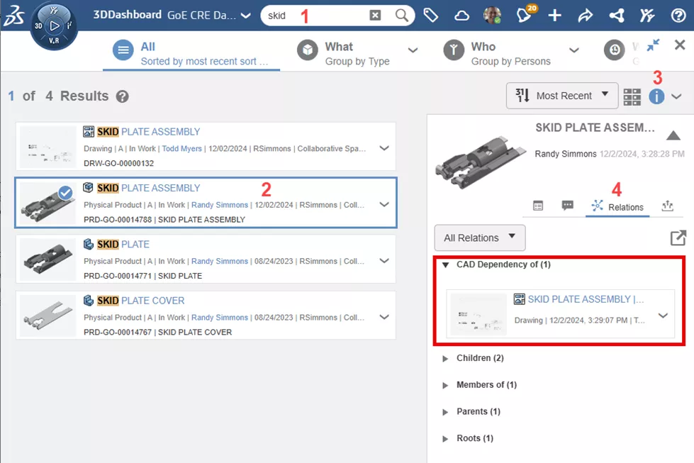 3DEXPERIENCE Check for Associated Drawing via 3DSearch