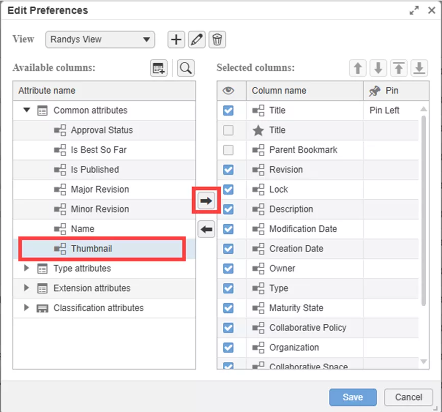 Add Column to Selected Columns in 3DEXPERIENCE