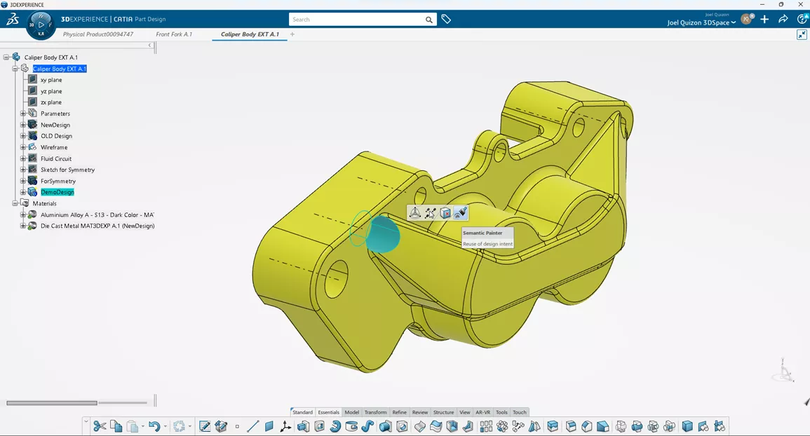 3DEXPERIENCE CATIA Part Design Semantic Painter