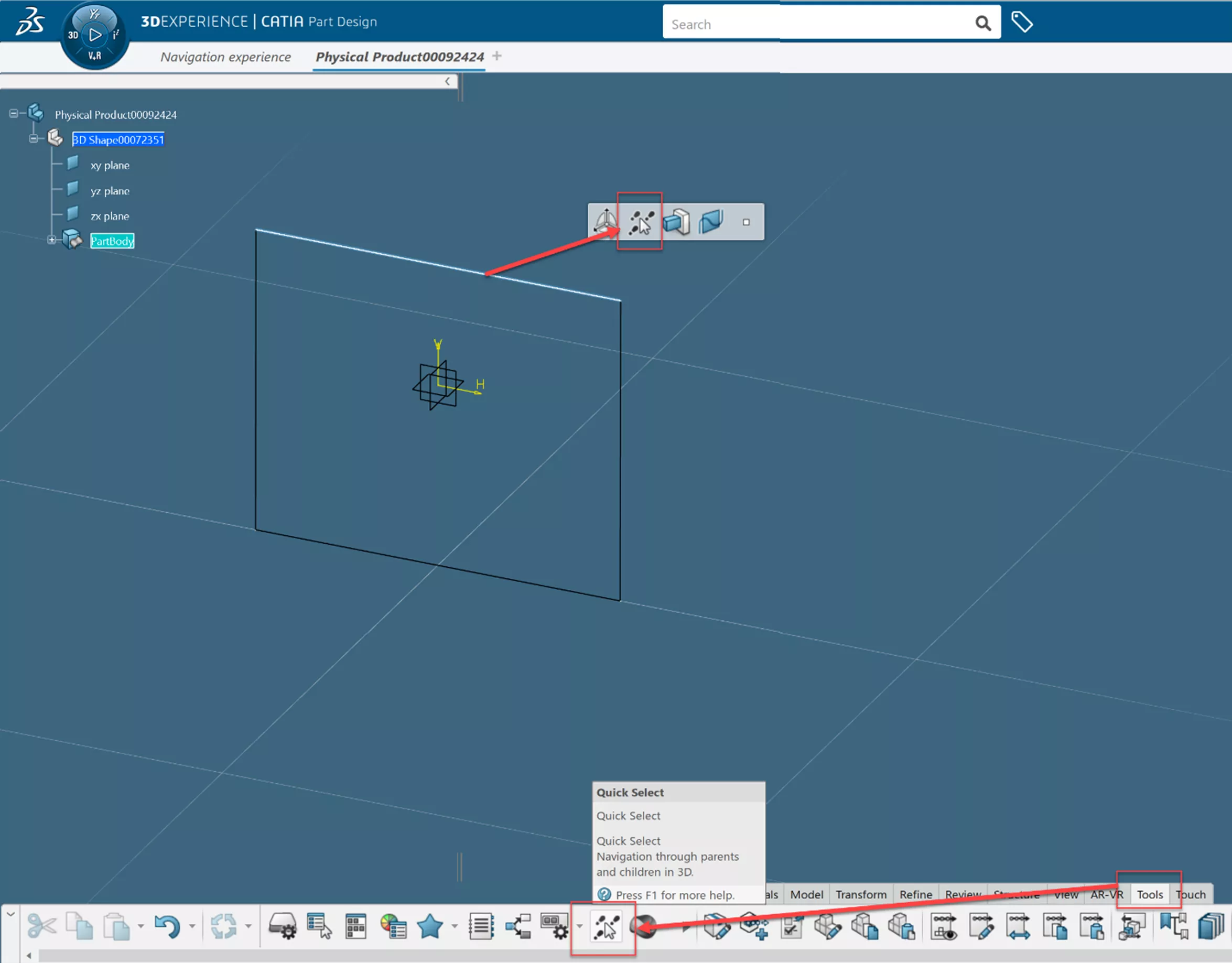 3DEXPERIENCE CATIA Quick Search Feature