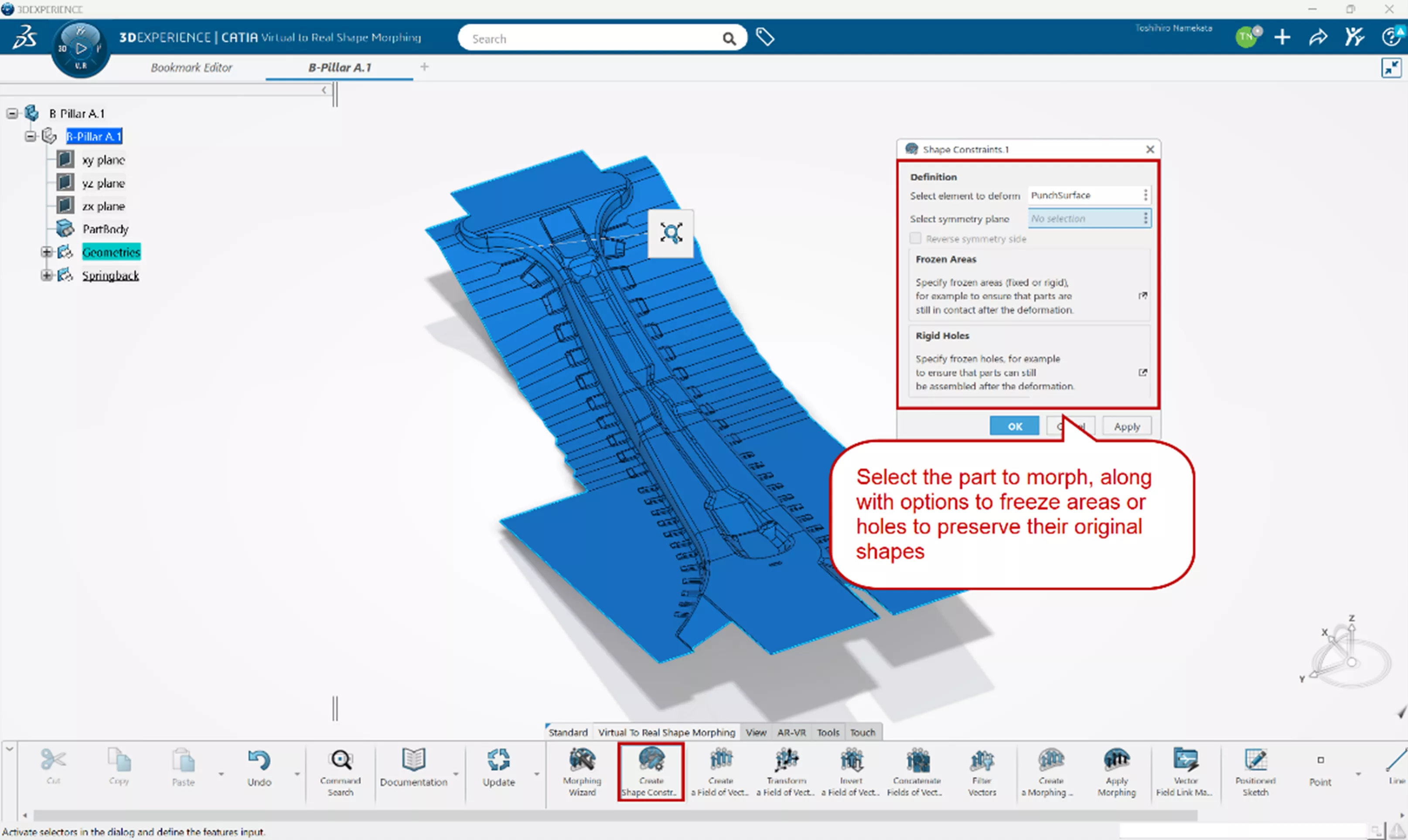 3DEXPERIENCE CATIA Shape Constraints Command