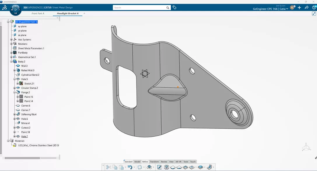 3DEXPERIENCE CATIA Sheet Metal Design Tools 