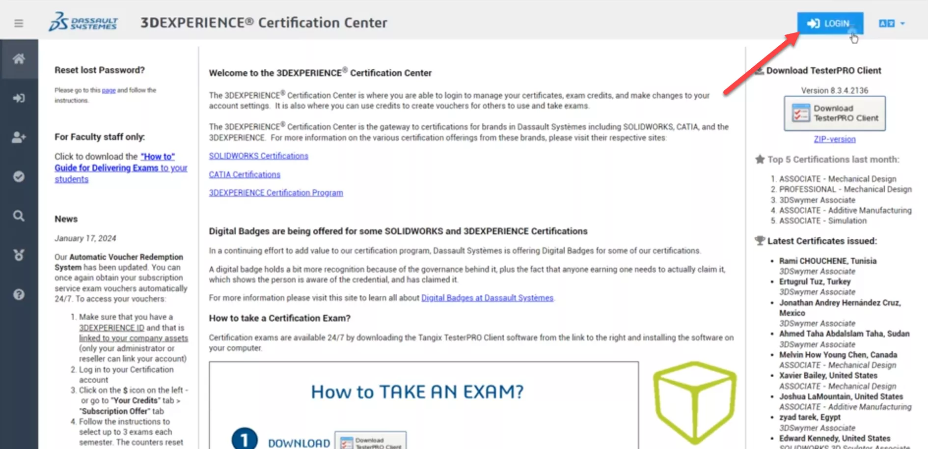 3DEXPERIENCE Certification Center Login