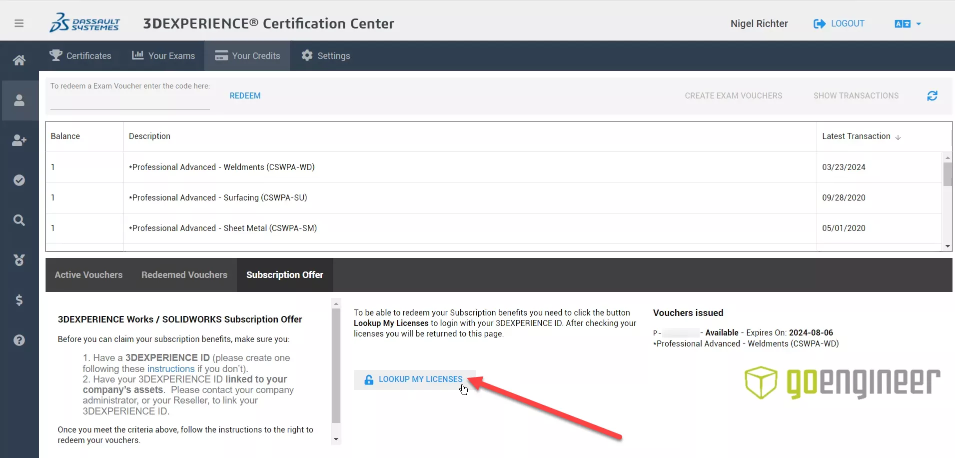 3DEXPERIENCE Certification Center Subscription License Verification