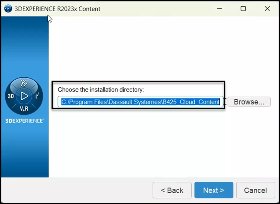 3DEXPERIENCE Choose the Installation Directory