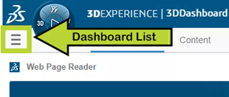 3DEXPERIENCE Dashboard List