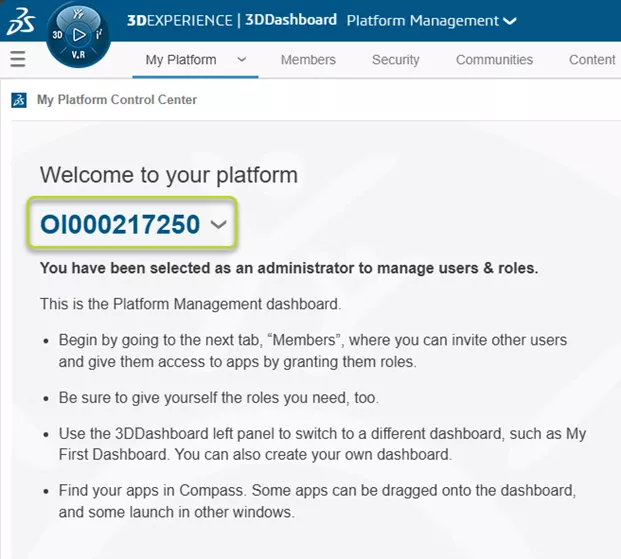 3DEXPERIENCE Default Platform Name