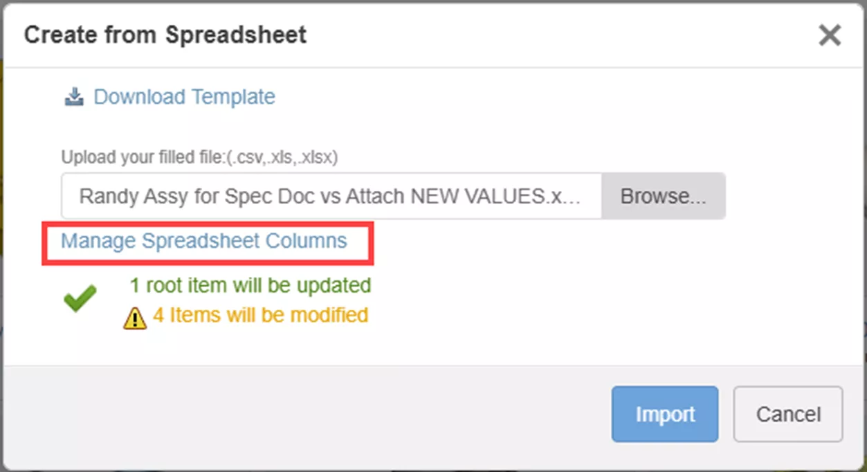 3DEXPERIENCE Engineering Release Manage Spreadsheet Columns 