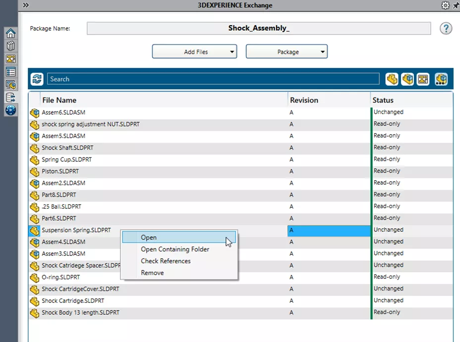 3DEXPERIENCE Exchange Package Name File Options