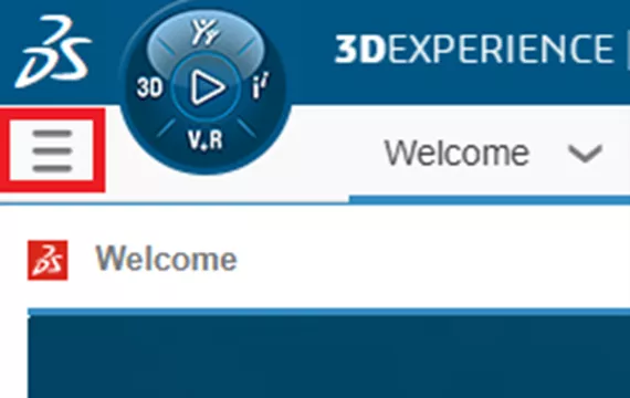 3DEXPERIENCE Hamburger Menu