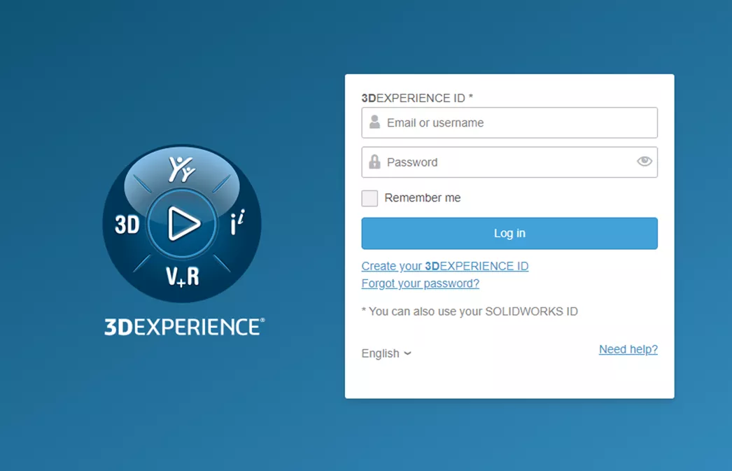 3DEXPERIENCE ID Login Screen