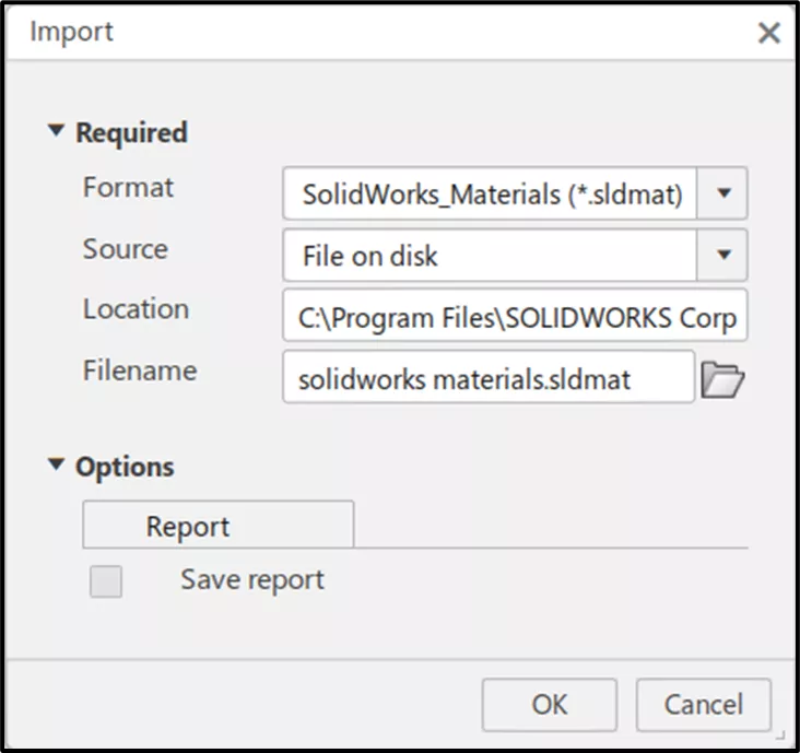 3DEXPERIENCE Import SOLIDWORKS Materials