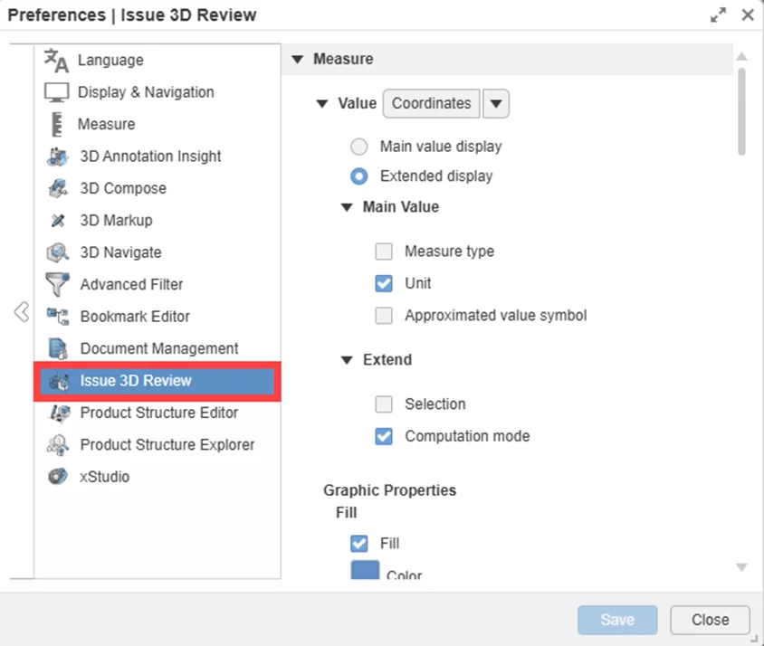 3DEXPERIENCE Issue 3D Review Preferences