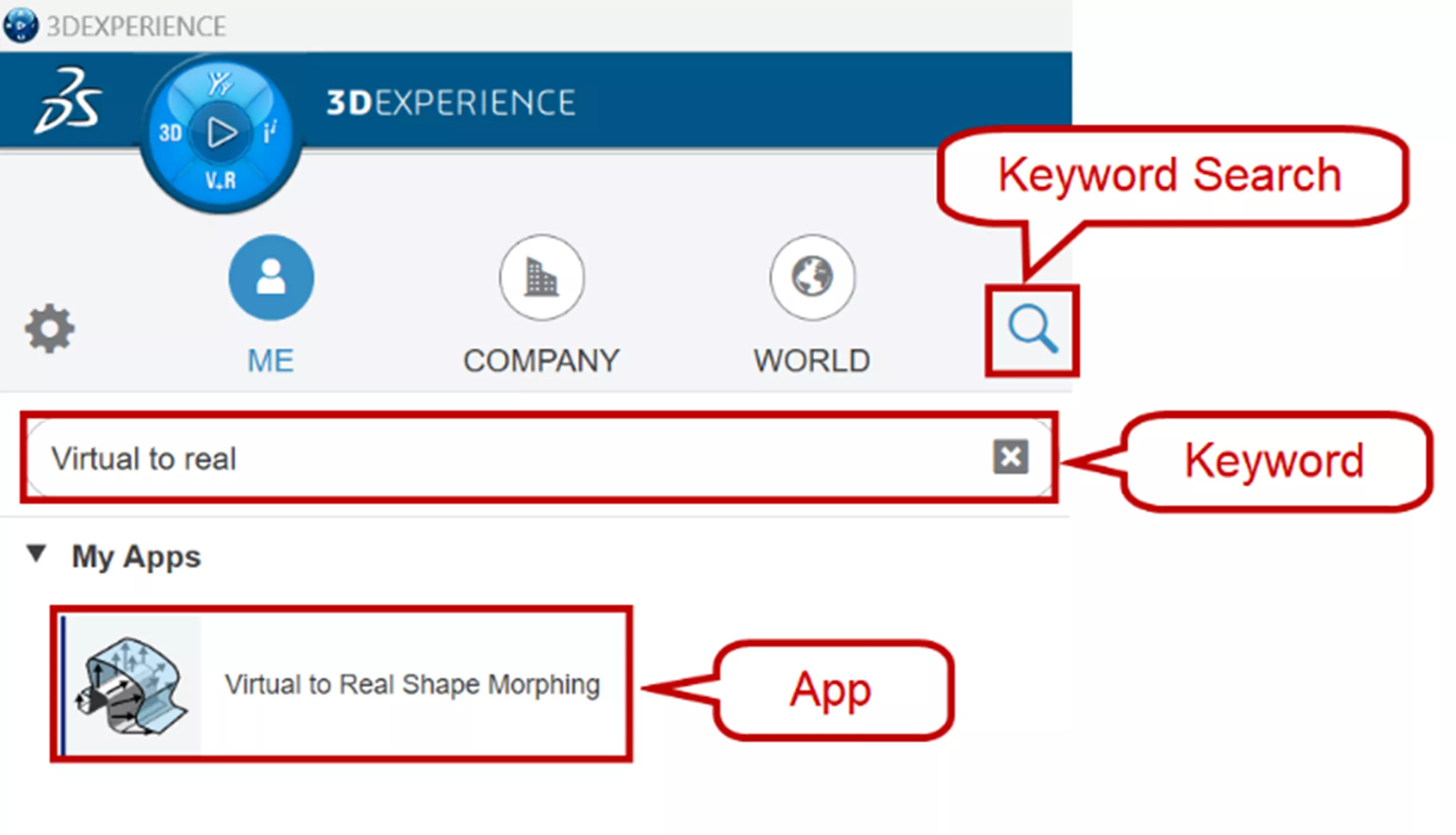Search 3DEXPERIENCE App by Keyword