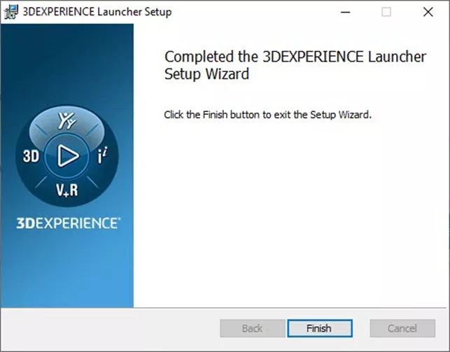 Completed the 3DEXPERIENCE Launcher Setup Wizard