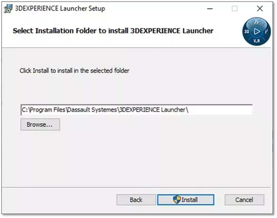 Select Installation Folder to Install 3DEXPERIENCE Launcher
