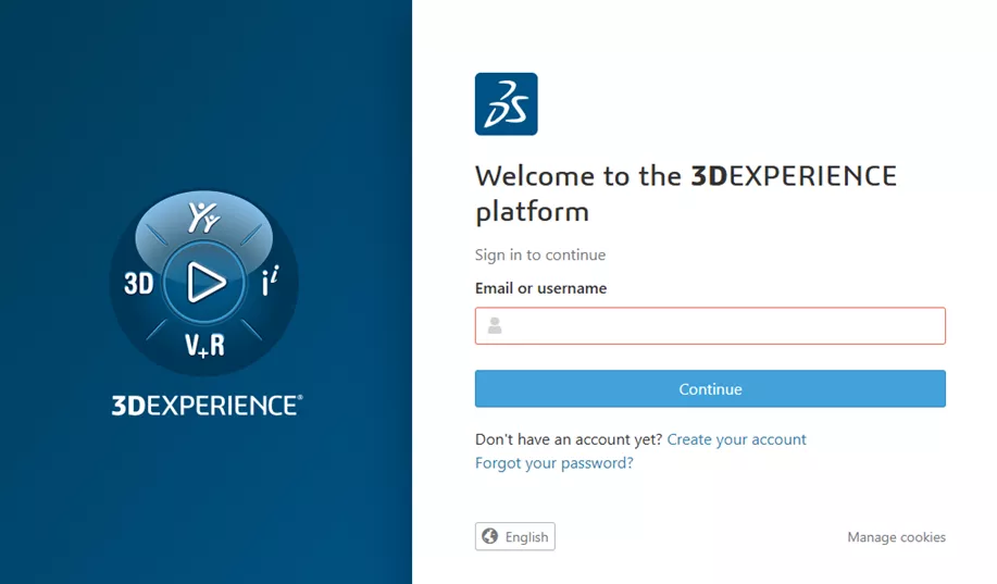 3DEXPERIENCE Login Window