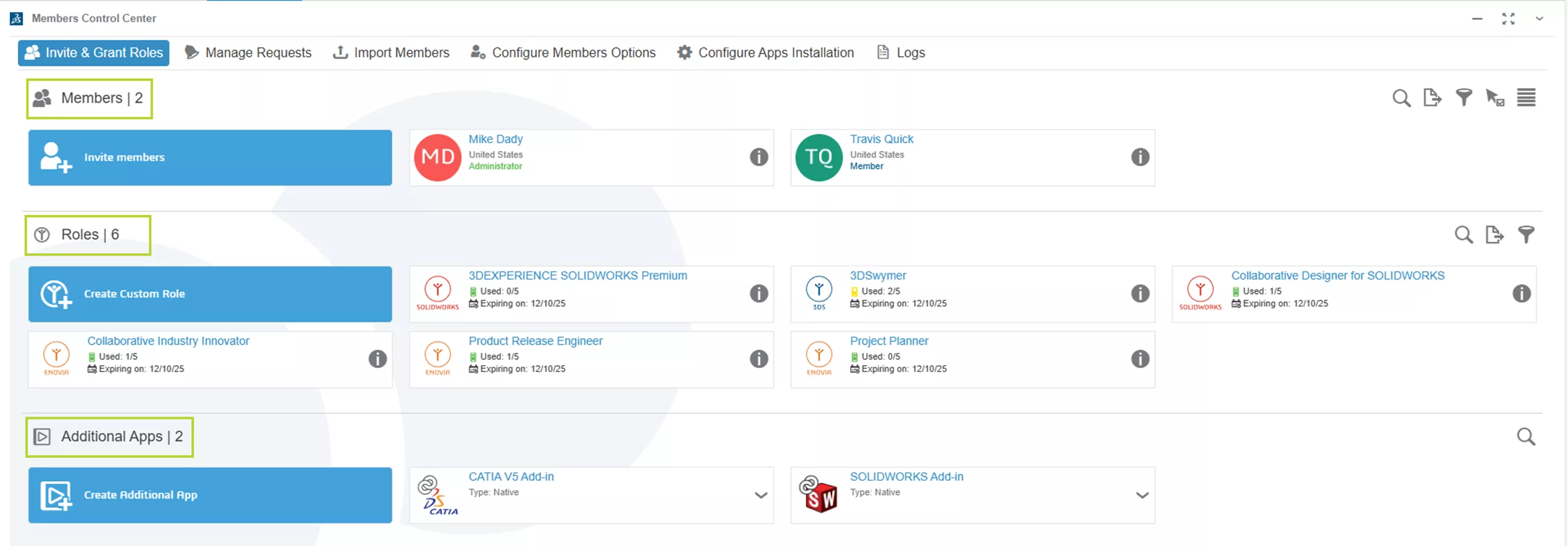 3DEXPERIENCE Members Control Center