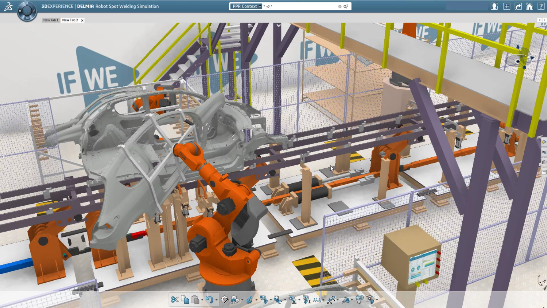 3DEXPERIENCE Virtual Factory simulating a production line