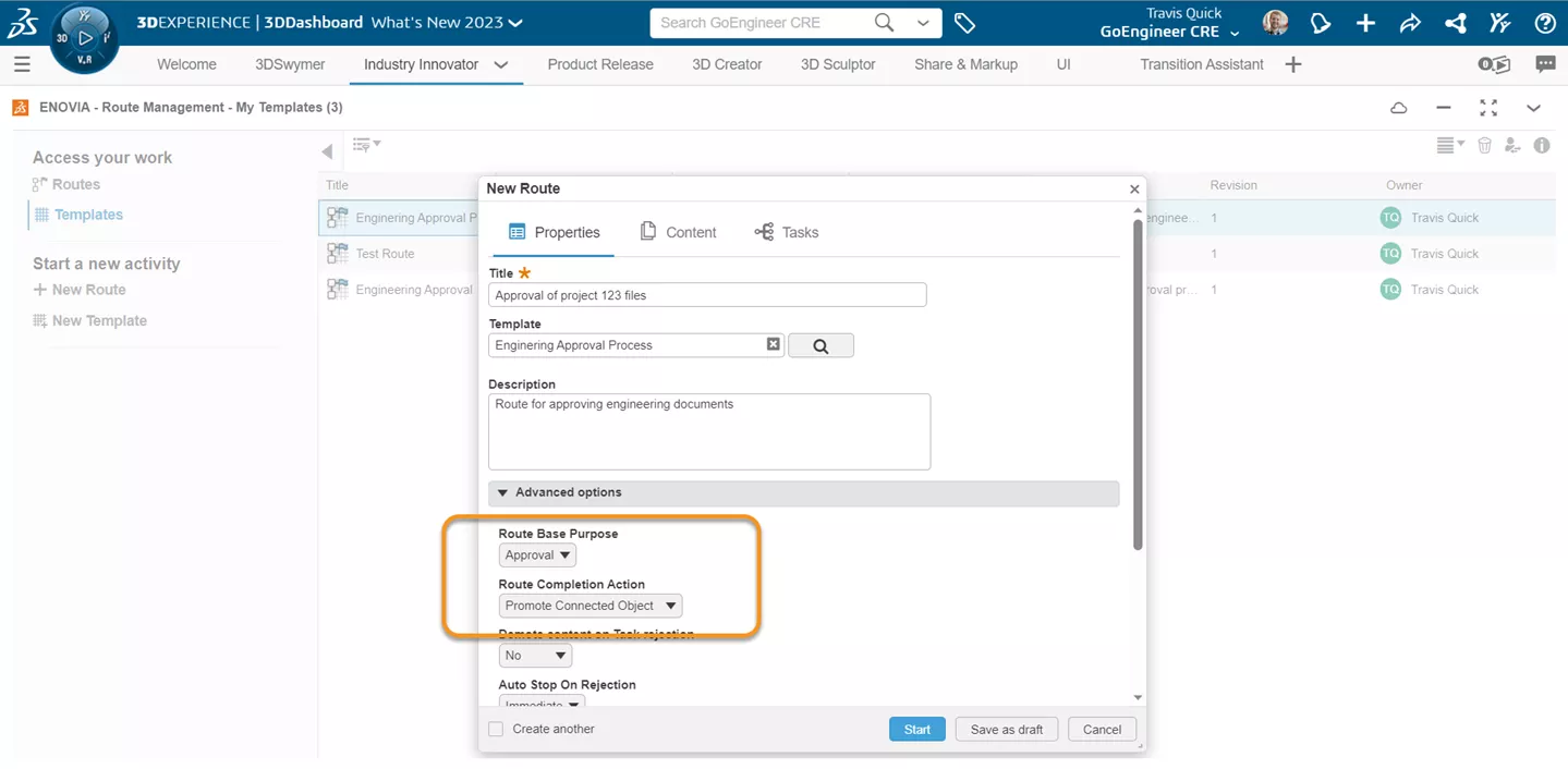 3DEXPERIENCE Route Base Purpose