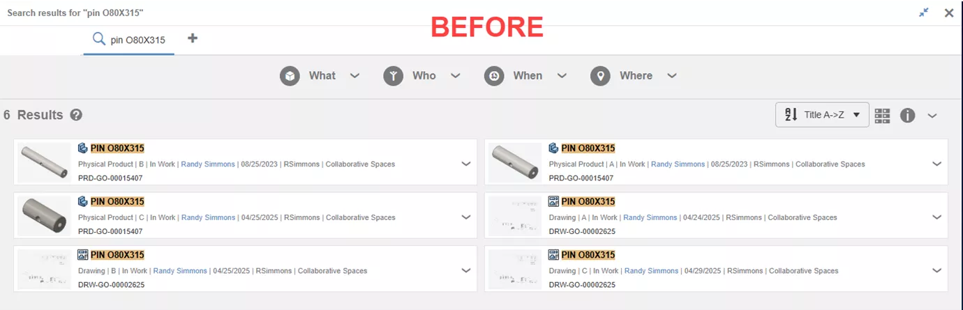 3DEXPERIENCE Search Result Revisions