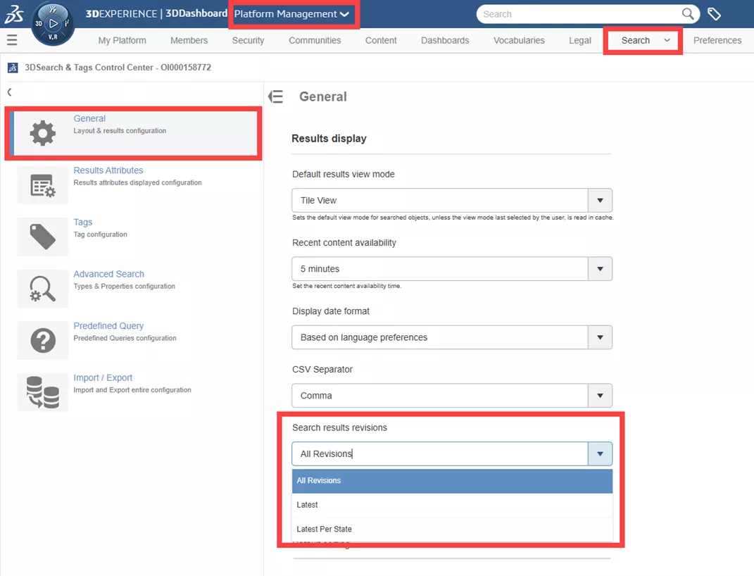 3DEXPERIENCE Show Latest Revision with Global Settings