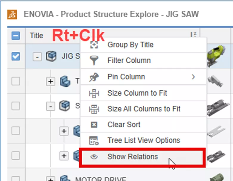 3DEXPERRIENCE Show Relations Option