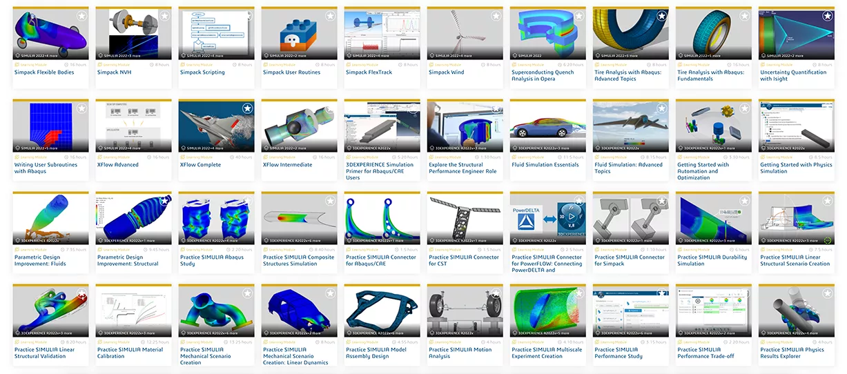 The 3DEXPERIENCE Edu Space provides hundreds of self-paced online courses for learning powerful 3DEXPERIENCE CAE tools.