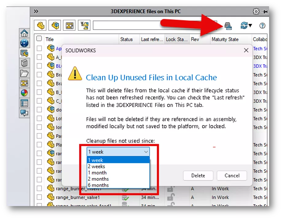 How to Purge Unused Files in the Local Cache in 3DEXPERIENCE SOLIDWORKS