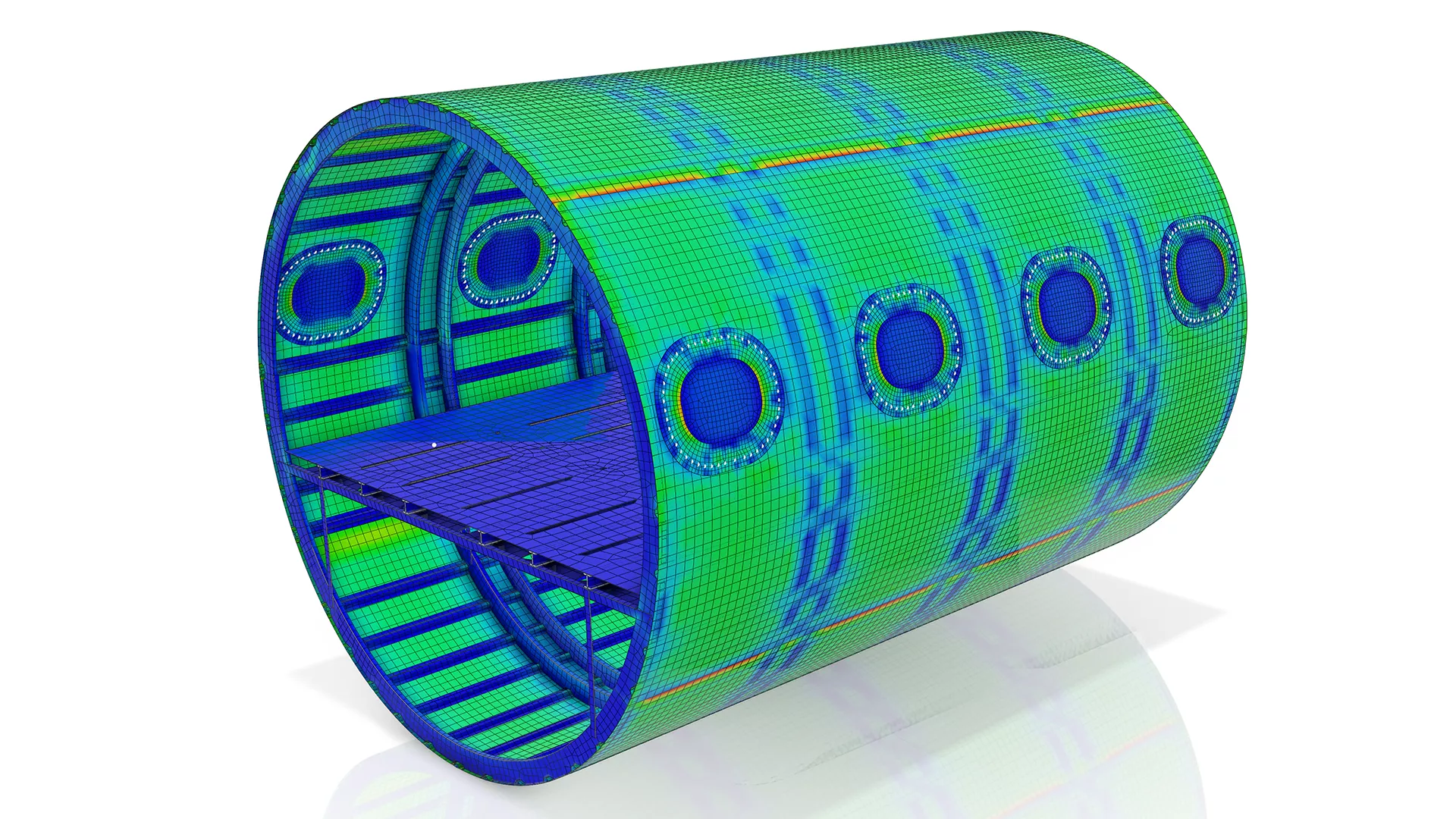 Fuselage FEA results in 3DEXPERIENCE STRUCTURAL