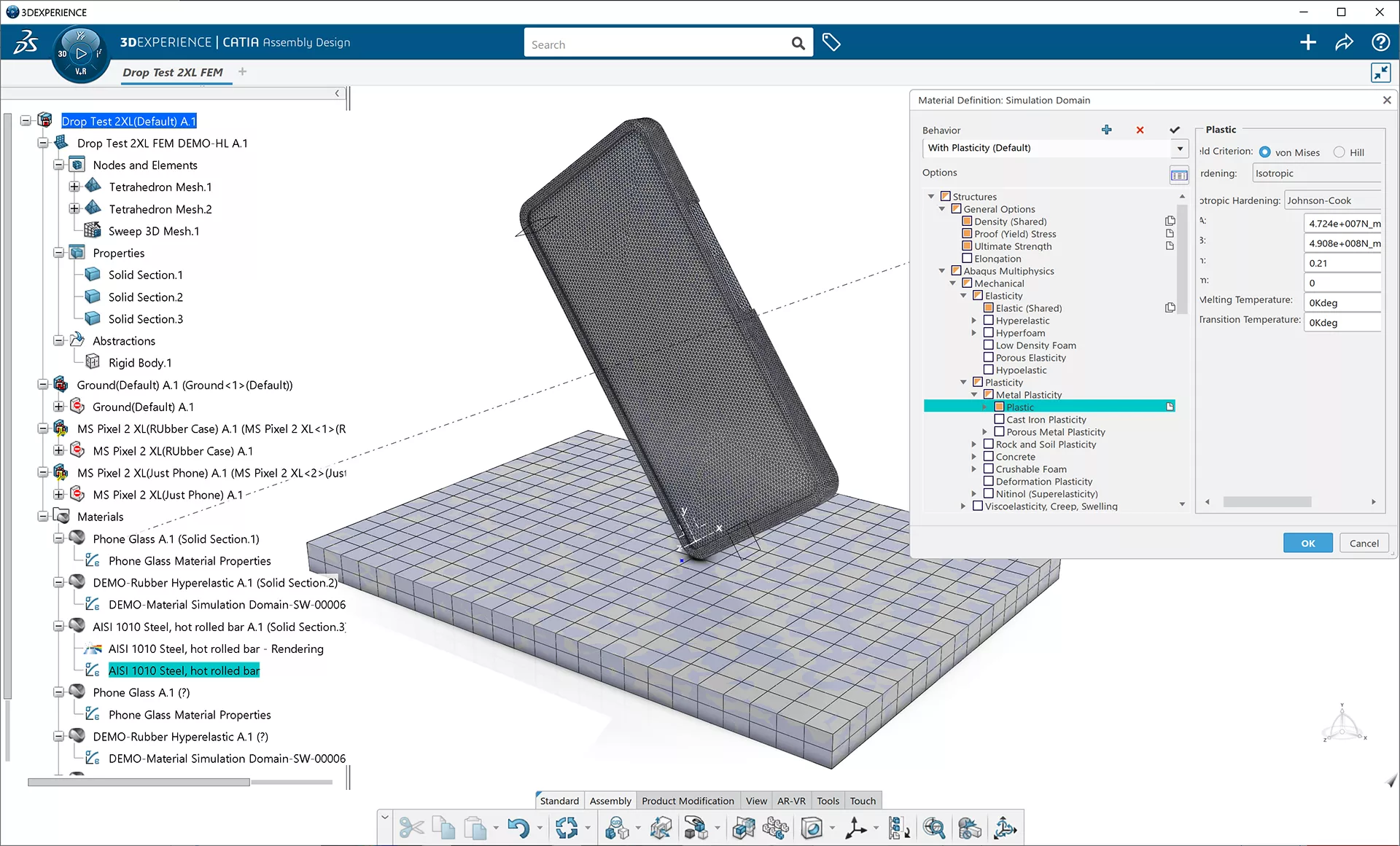 Assigning materials in Abaqus on the 3DEXPERIENCE Platform