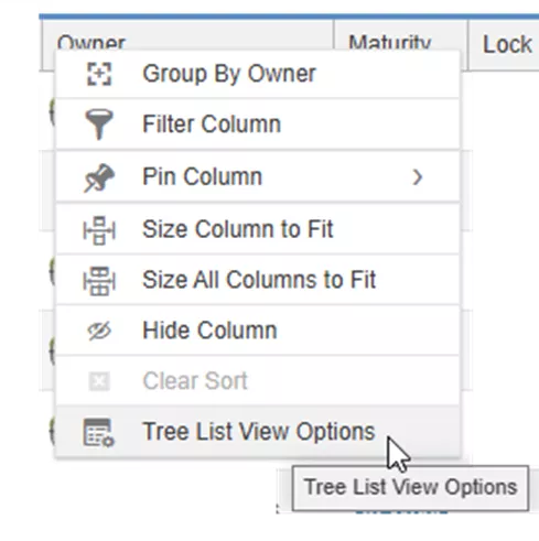 3DEXPERIENCE Tree List View Options