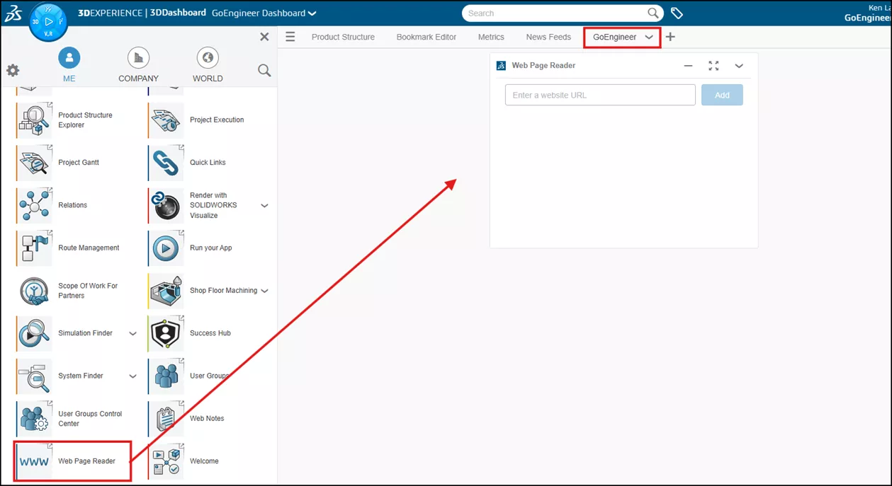 3DEXPERIENCE Web Pages Reader