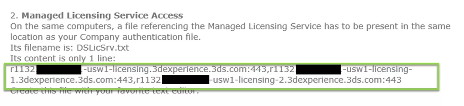 3DS Managed Licensing Server Access