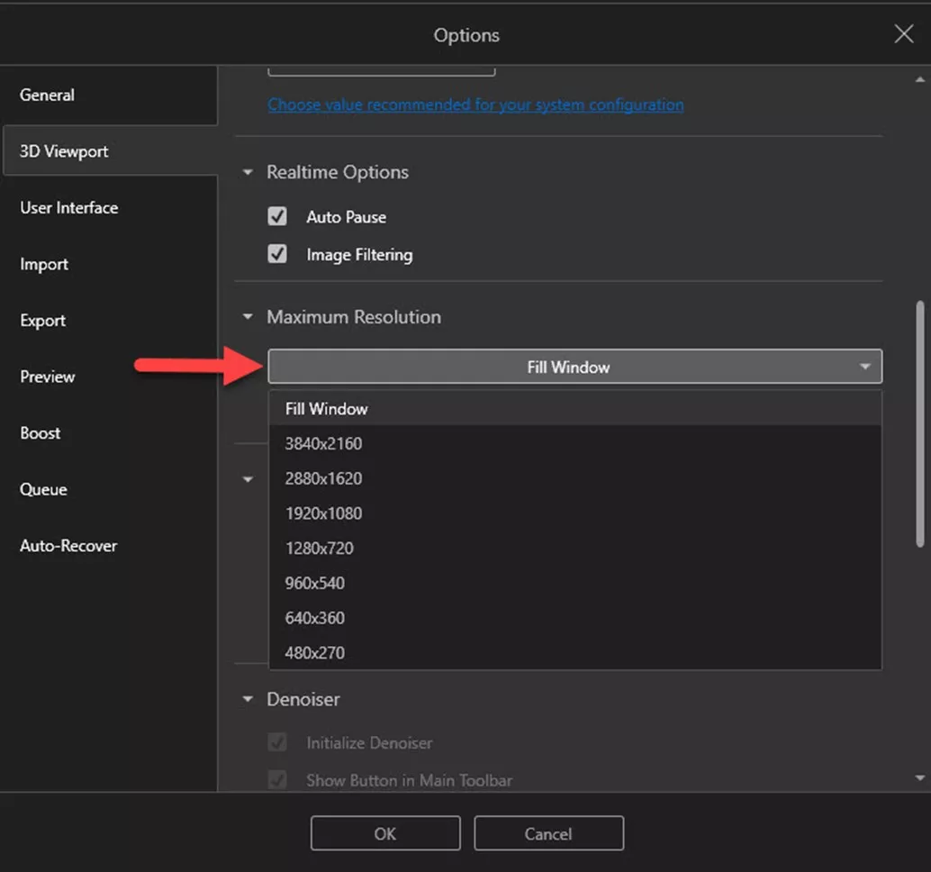 Adjust SOLIDWORKS Visualize Settings for a 4k Monitor