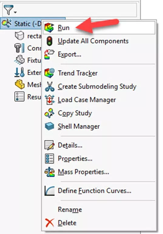 Step 5 in Running a SOLIDWORKS Simulation Study