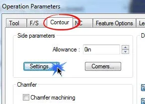 CAMWorks Operation Parameters Contour